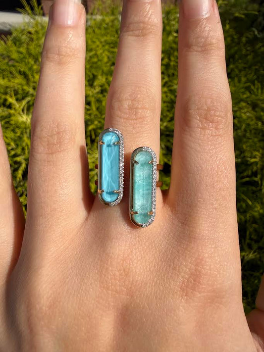 Turquoise & Amazonite Double Negative Space Ring