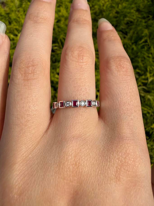 Ruby and Diamond Bezel Ring