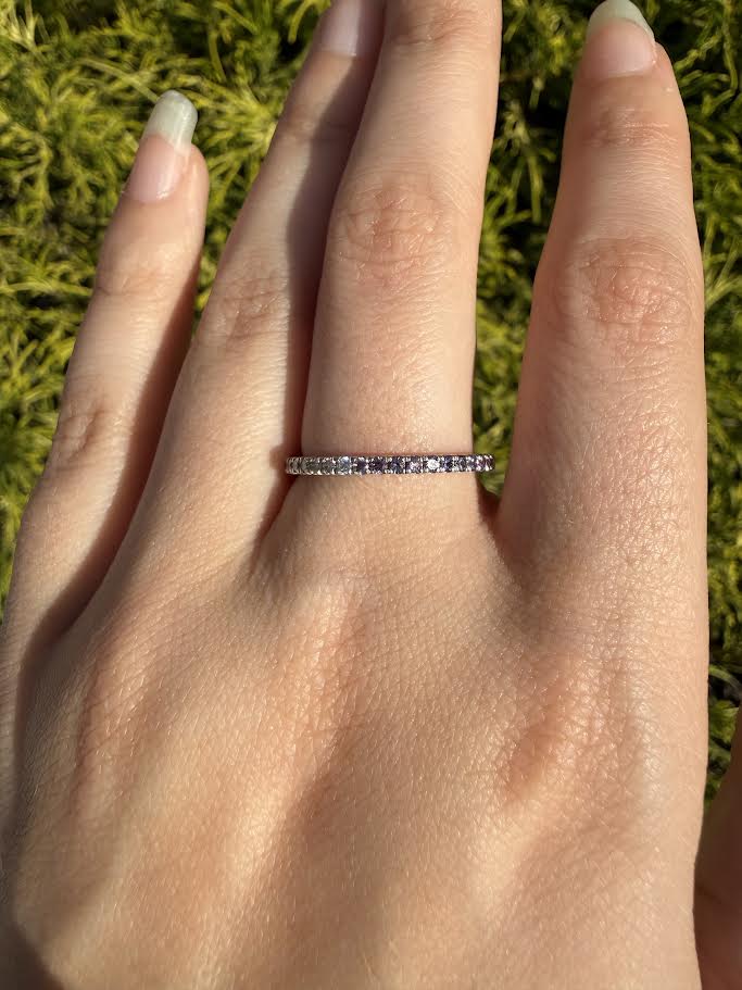 Half Diamond Half Purple Sapphire Eternity Ring