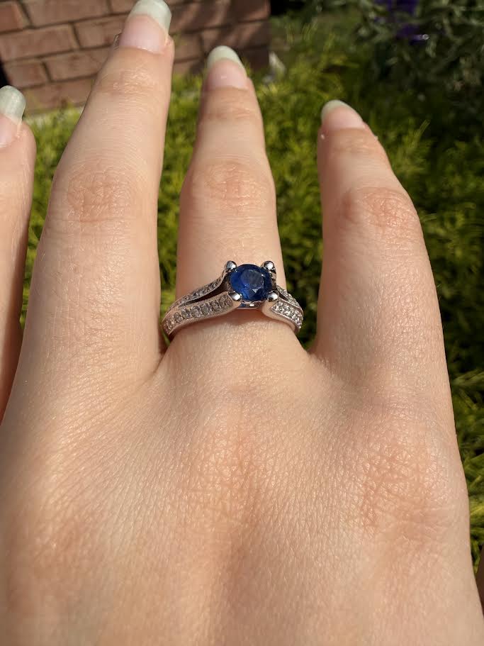 Diamond and Sapphire Semi-Mount Ring