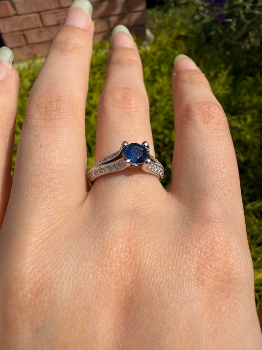 Diamond and Sapphire Semi-Mount Ring
