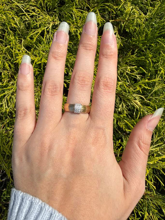 0.15 CTW Pave Two-Toned Coil Diamond Ring