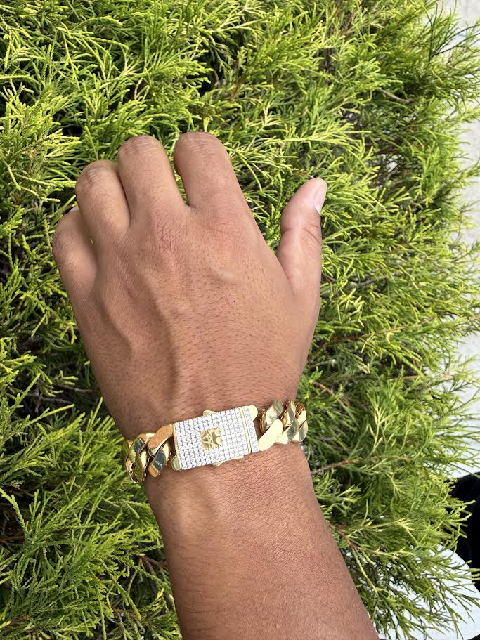 14K Yellow Gold CZ Cuban Link Bracelet