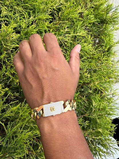 14K Yellow Gold CZ Cuban Link Bracelet