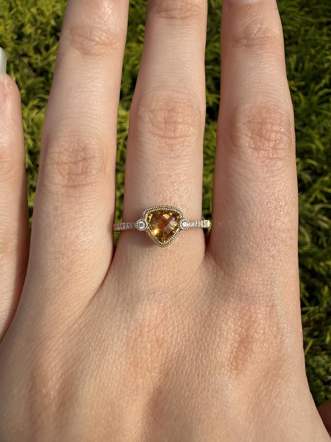 Citrine Milgrain Ring