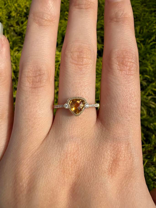 Citrine Milgrain Ring