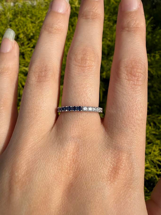 Round Diamond and Sapphire Half-and-Half Ring