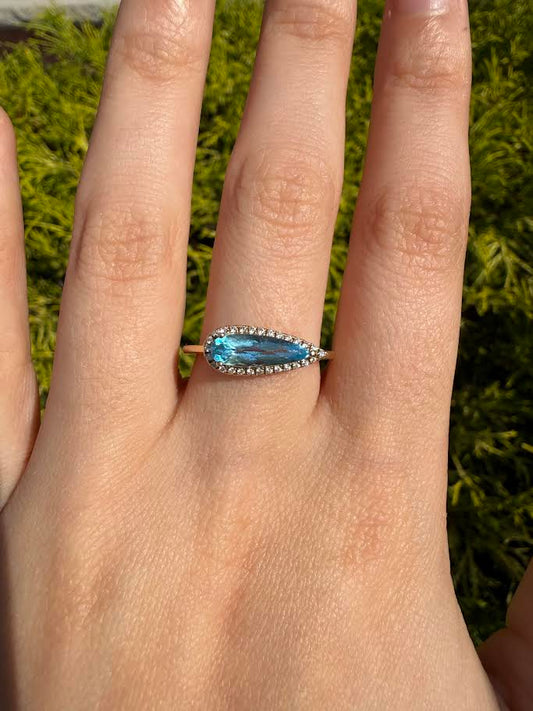 Pear-Shape Topaz Halo Ring