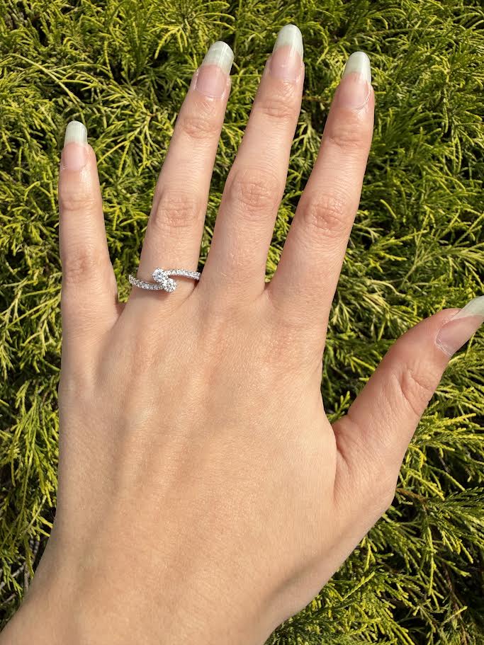 18K 0.53 CTW Diamond Bypass Two-Stone Ring