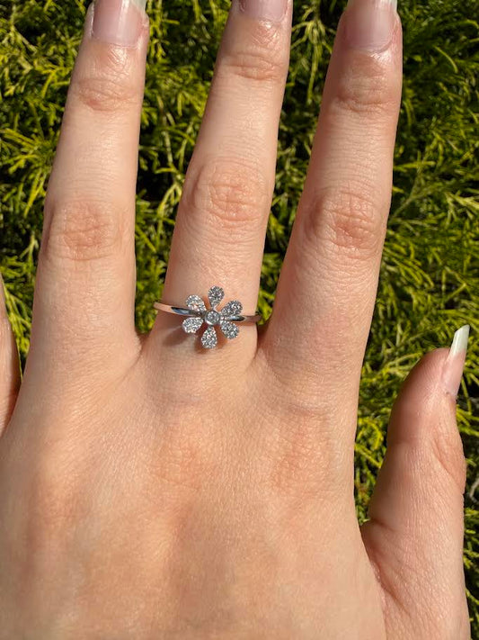 0.16 CTW Dainty Flower Pave Diamond Ring