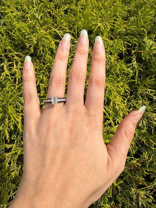1.61 CTW Yellow & Black Gold Emerald-Cut Lab-Grown Diamond Engagement Ring