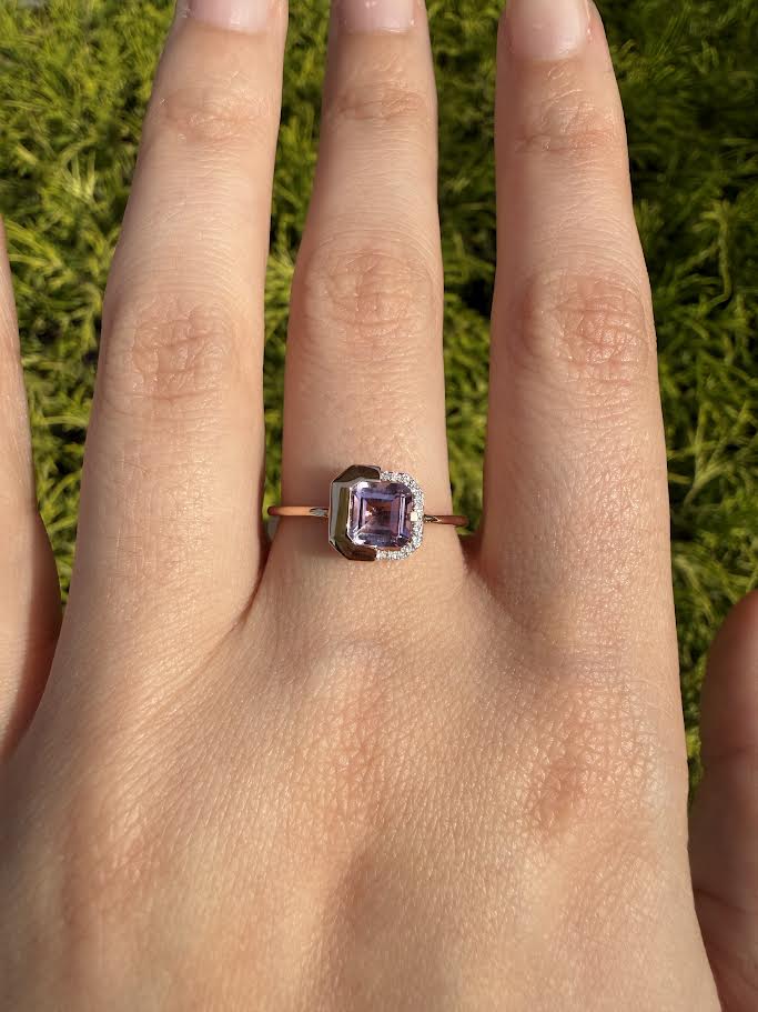 Geometric Amethyst Ring