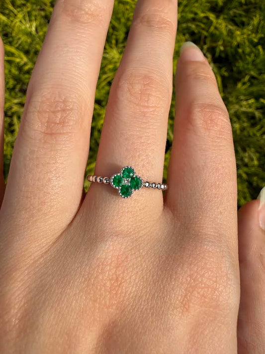 Emerald & Diamond Cluster Ring