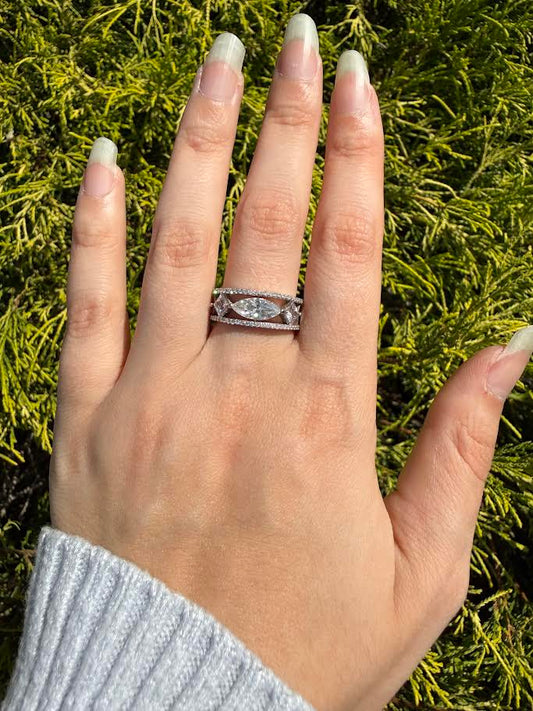 1.07 CTW Marquise Diamond & Pink Sapphire Band