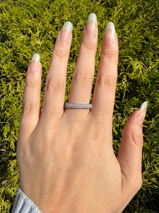 0.19 CTW Euro-Shank 3-Row Diamond Band