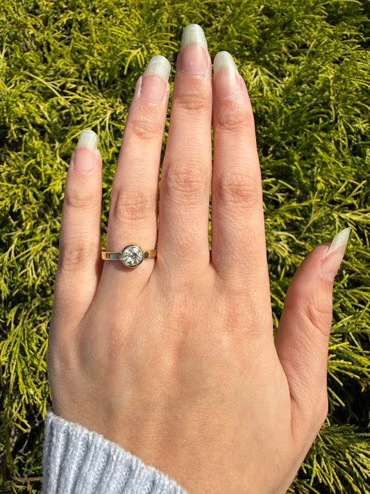 0.64 CT Old-Mine Cut Diamond Bezel Ring