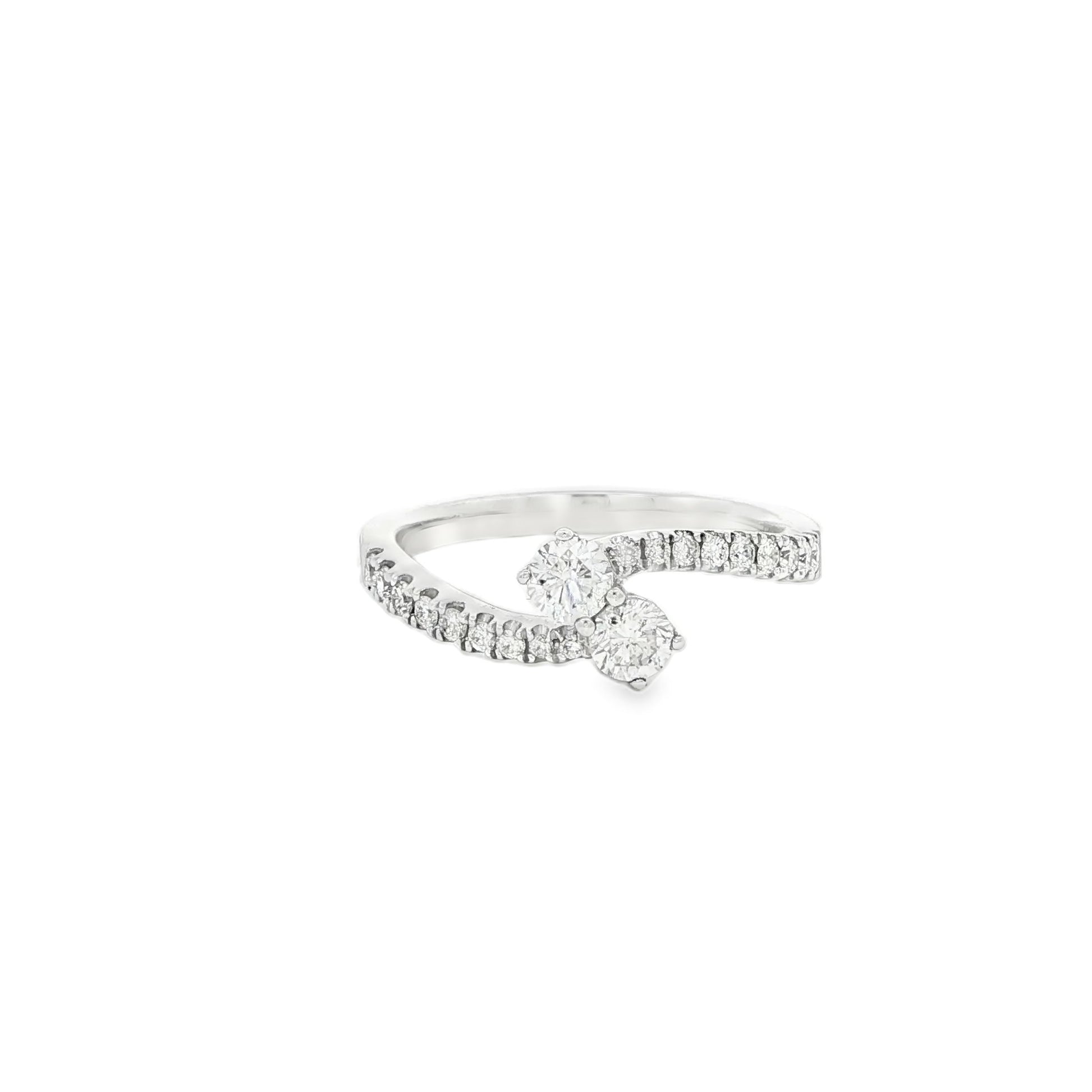 18K White Gold Diamond Bypass Engagement Ring .53ctw