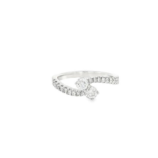 18K 0.53 CTW Diamond Bypass Two-Stone Ring