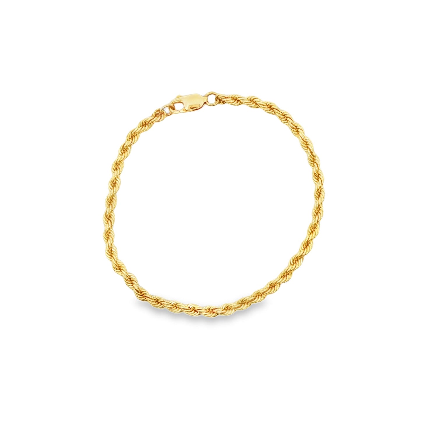 14K YG 3.2MM SOLID ROPE BRACELET, 6.75\" 6.2G