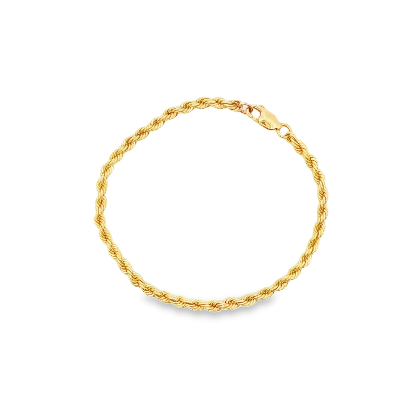 14K YG 3.2MM SOLID ROPE BRACELET, 6.75\" 6.2G