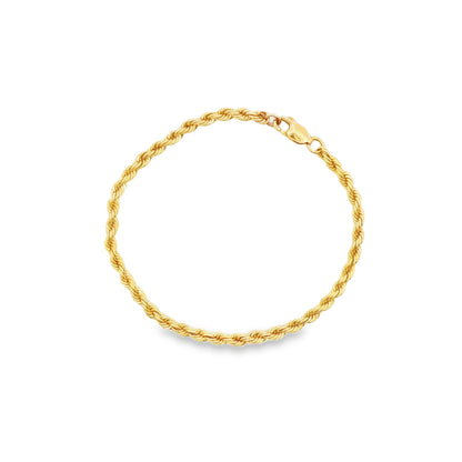 14K YG 3.2MM SOLID ROPE BRACELET, 6.75\" 6.2G