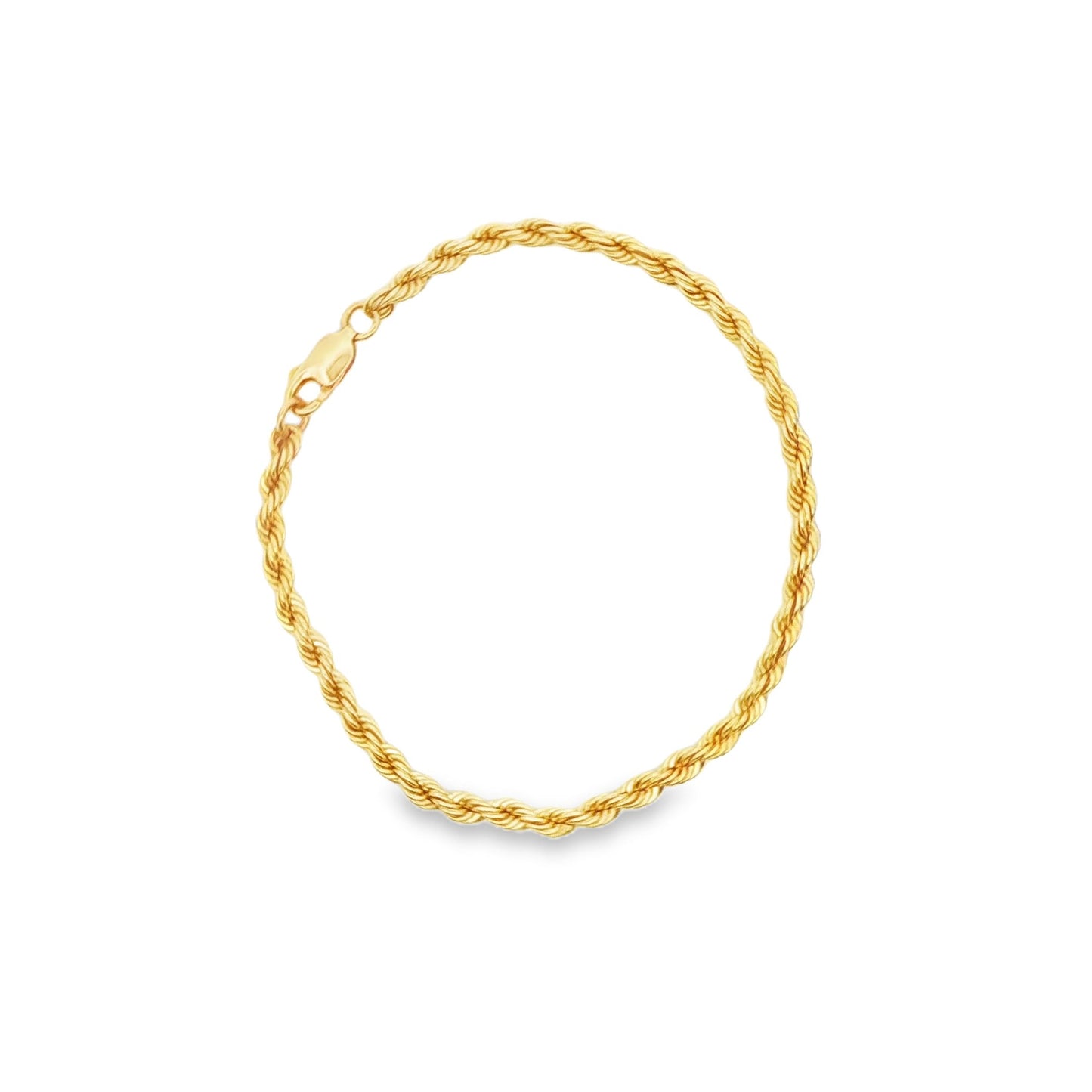 14K YG 3.2MM SOLID ROPE BRACELET, 6.75\" 6.2G