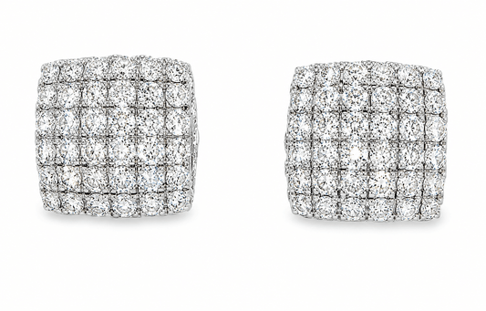 14K White Gold Lab Diamond Pave Stud Earrings