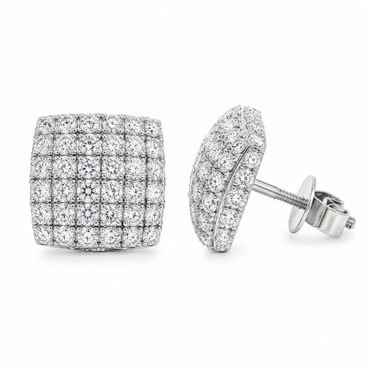 14K White Gold Lab Diamond Pave Stud Earrings