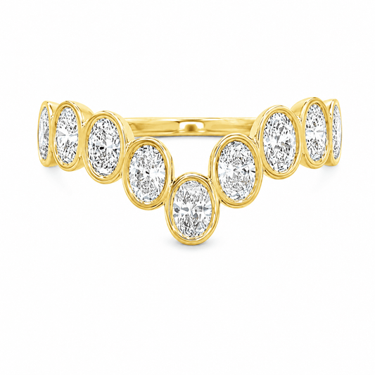 1-1/5 CT TW. Oval Lab-Grown Diamond Contour Wedding Band