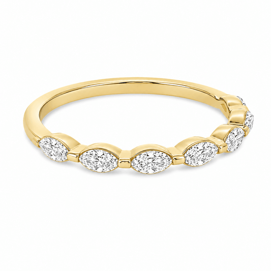 1/2 CT TW. Lab-Grown Diamond Sideways Marquise Wedding Band