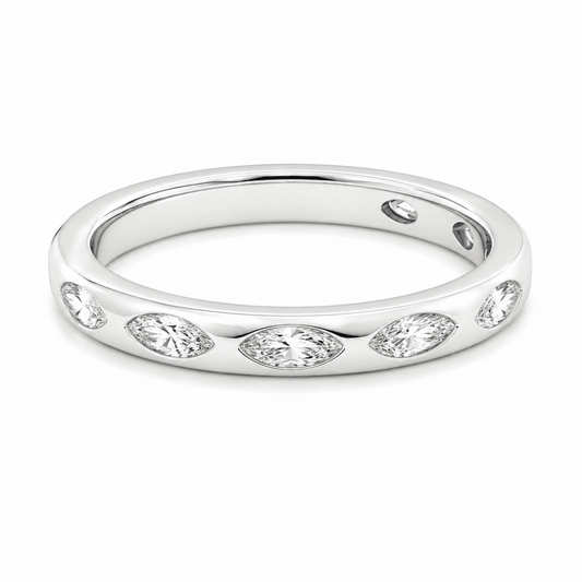 1/2 CT TW. Marquise Diamond Wedding Band