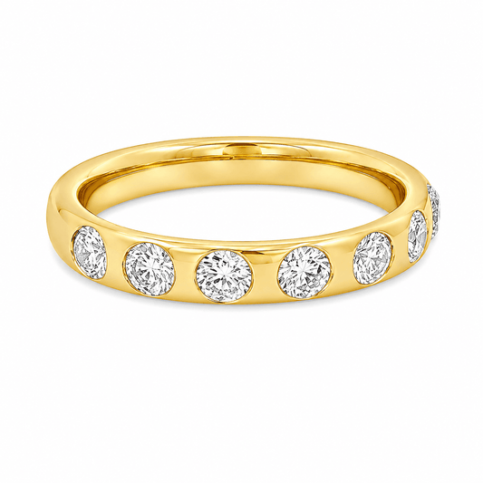 1 CT TW. Round Flush-Set Lab-Grown Diamond Wedding Band