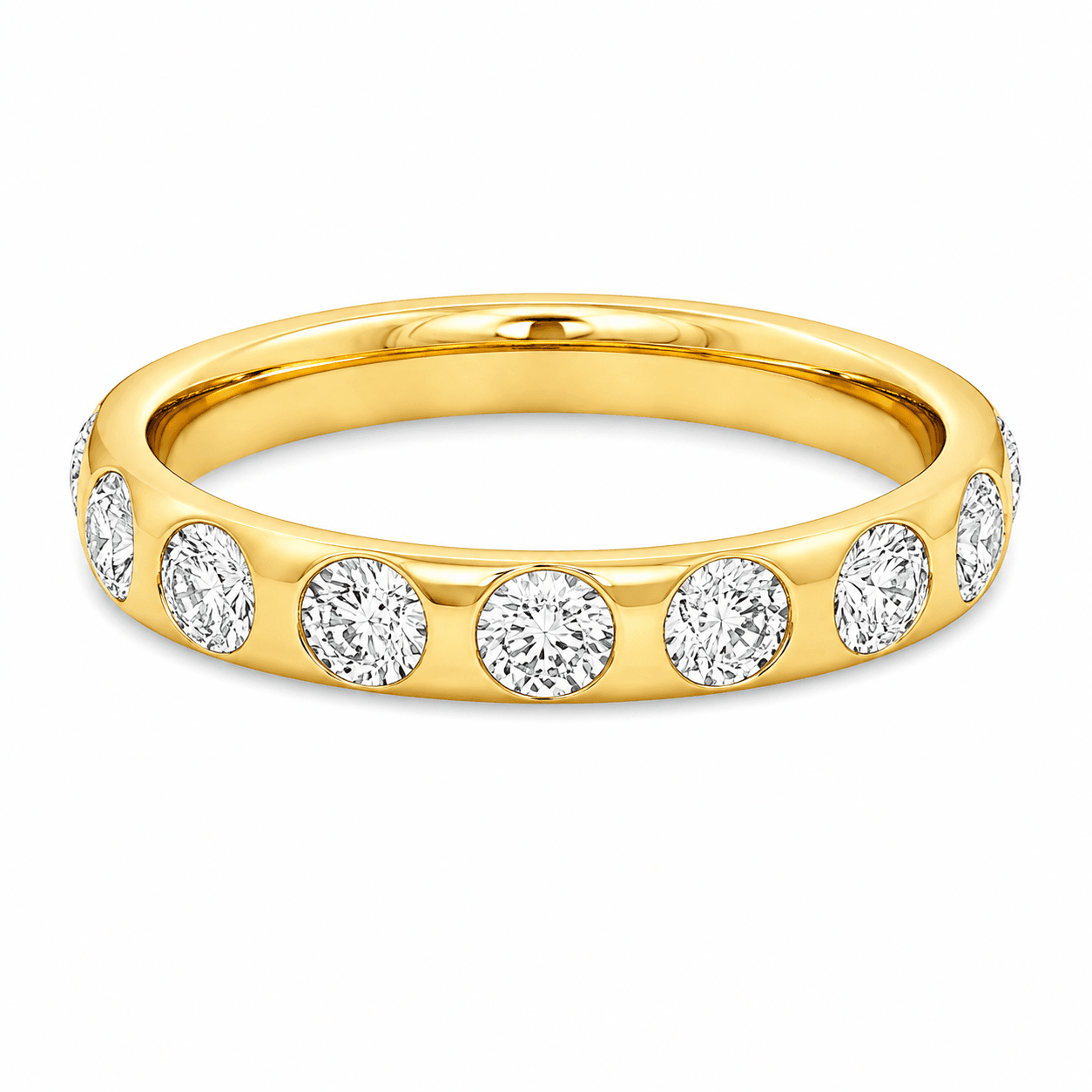 1 CT TW. Round Flush-Set Lab-Grown Diamond Wedding Band