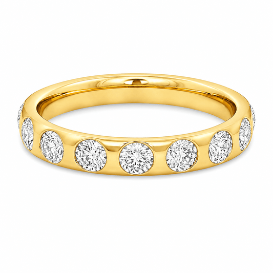 1 CT TW. Round Flush-Set Lab-Grown Diamond Wedding Band