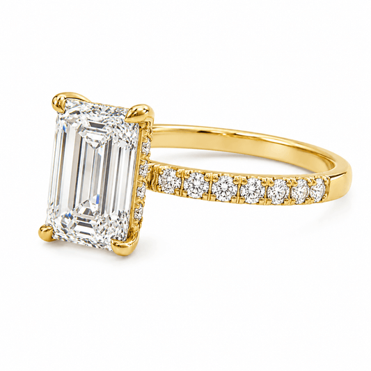 2.51ctw Lab-Grown Emerald-Cut Hidden Halo Engagement Ring