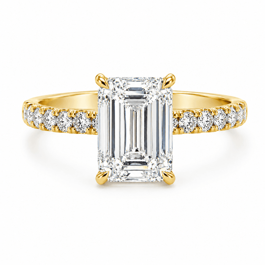 2.51ctw Lab-Grown Emerald-Cut Hidden Halo Engagement Ring