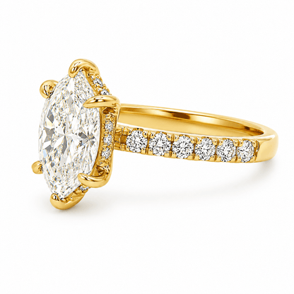 2.58 CTW Lab-Grown Dutch Marquise Hidden Halo Engagement Ring