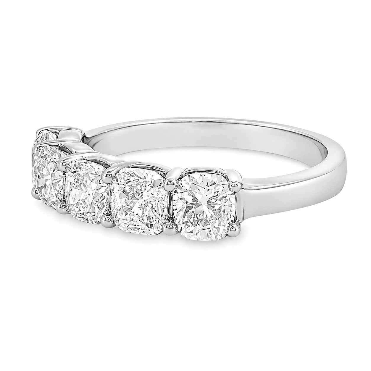 2 CT TW Five-Stone Cushion-Cut Anniversary Band