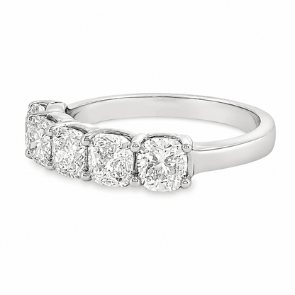 2 CT TW Five-Stone Cushion-Cut Anniversary Band