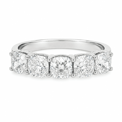 2 CT TW Five-Stone Cushion-Cut Anniversary Band