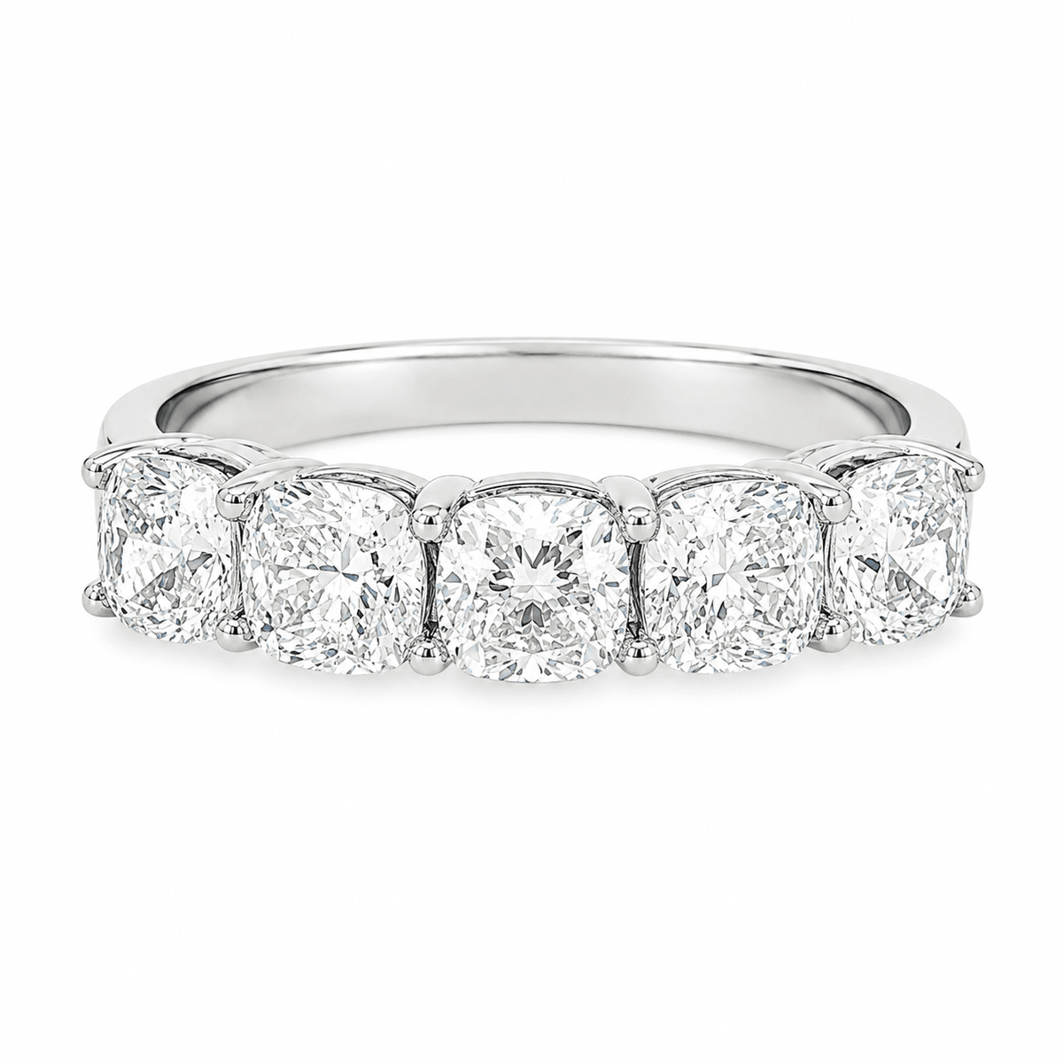2 CT TW Five-Stone Cushion-Cut Anniversary Band