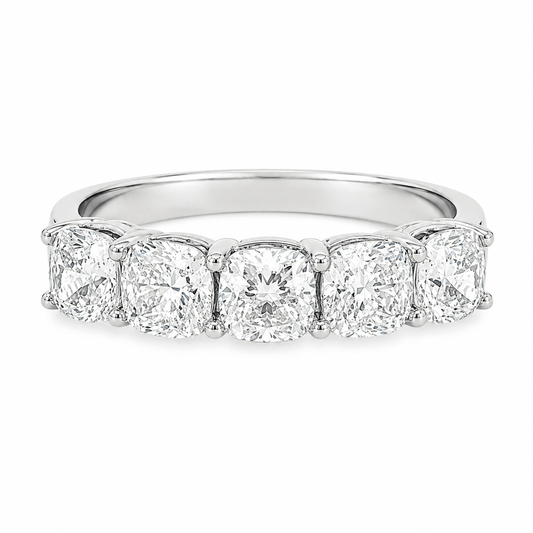 2 CT TW Five-Stone Cushion-Cut Anniversary Band