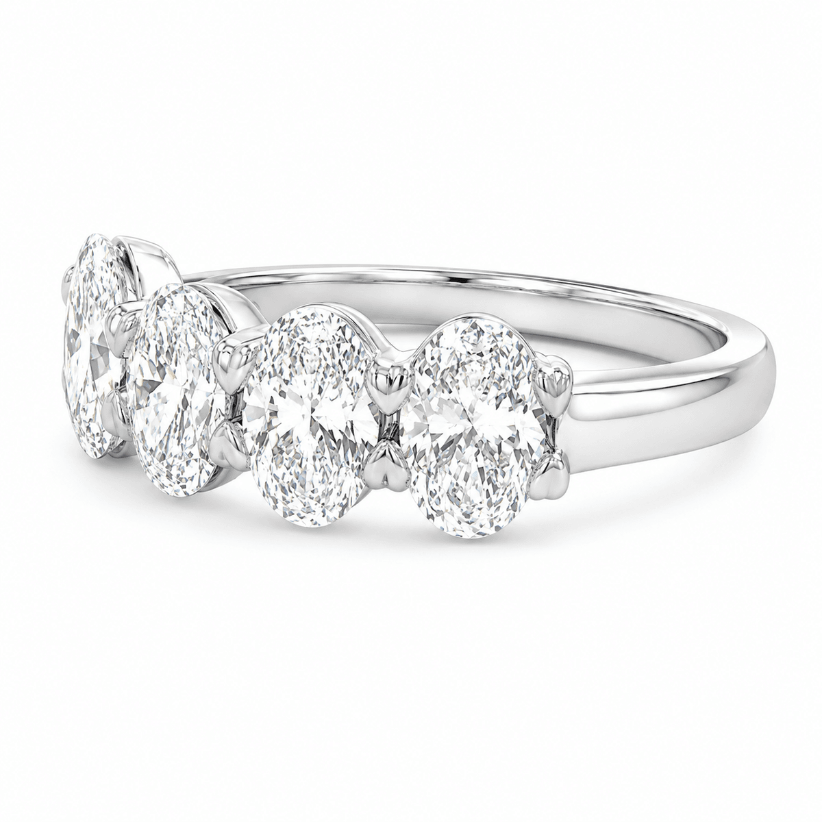 2 CT TW. Five-Stone Oval Diamond Anniversary Band