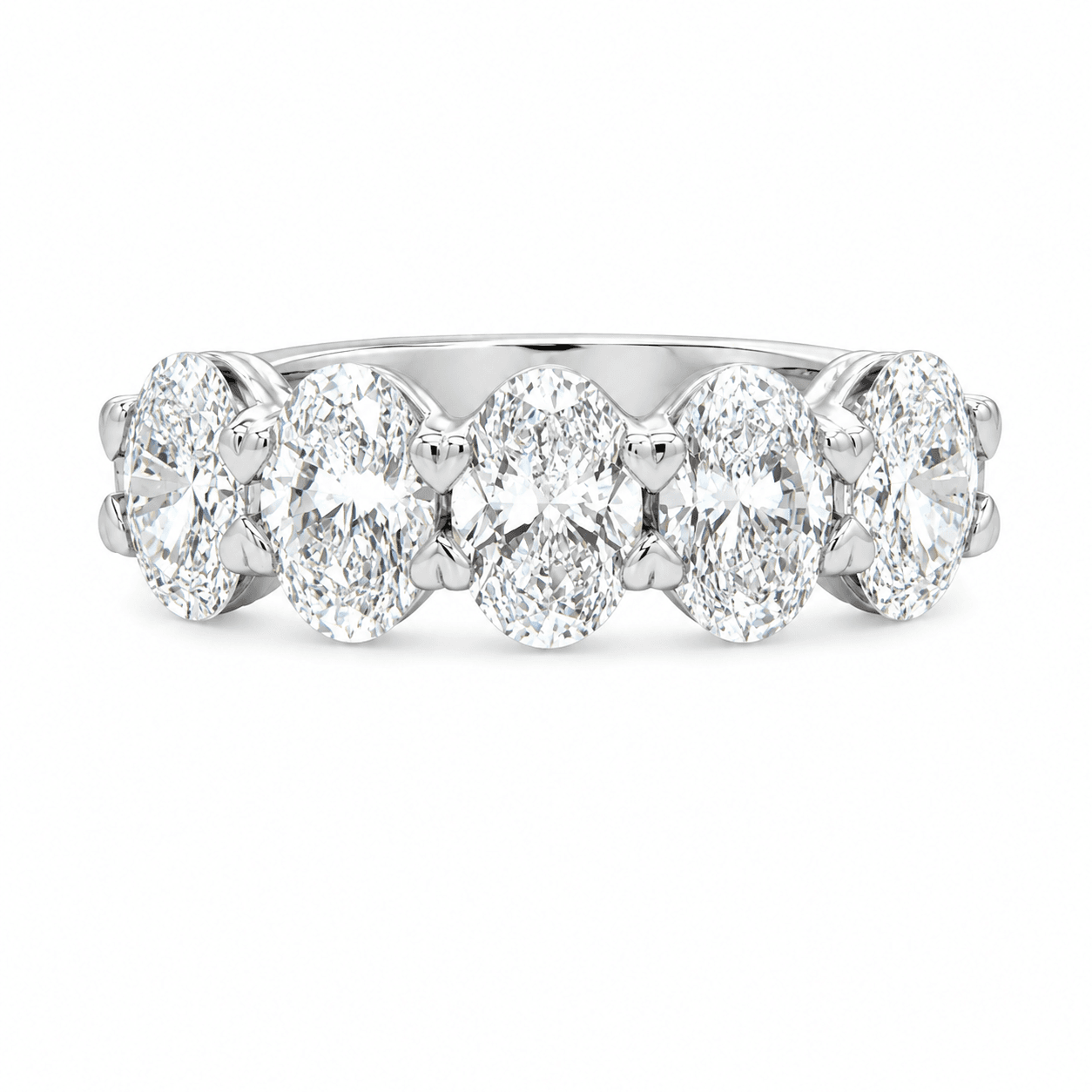2 CT TW. Five-Stone Oval Diamond Anniversary Band