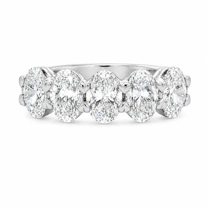 2 CT TW. Five-Stone Oval Diamond Anniversary Band
