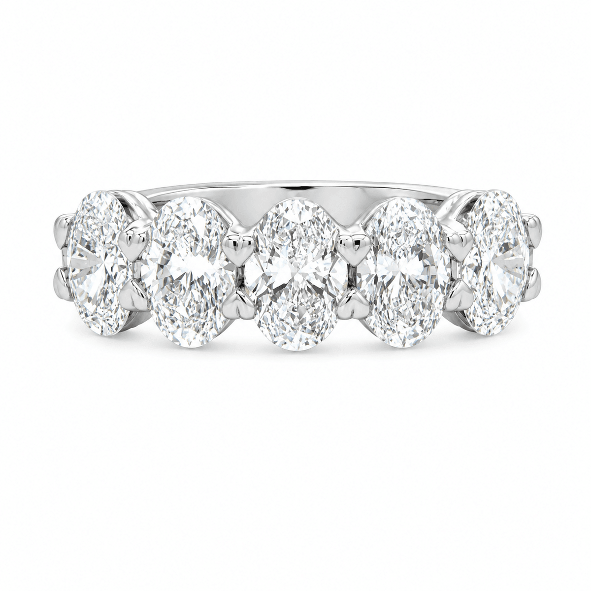 2 CT TW. Five-Stone Oval Diamond Anniversary Band