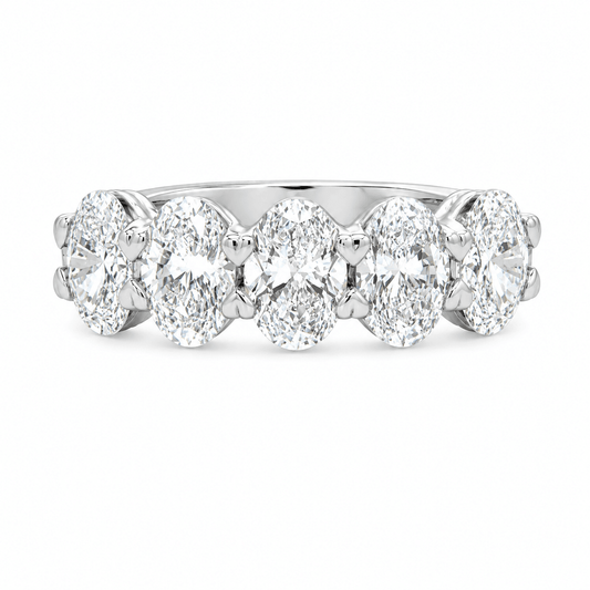 2 CT TW. Five-Stone Oval Diamond Anniversary Band