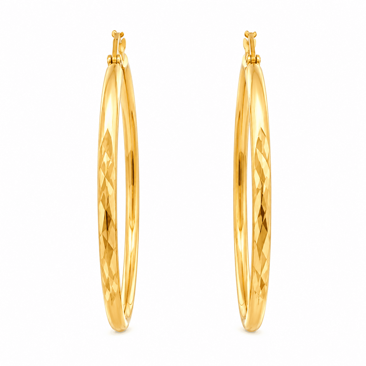 30mm Diamond-Cut Hoop Earrings