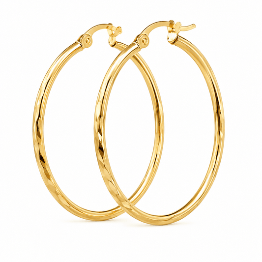 30mm Diamond-Cut Hoop Earrings