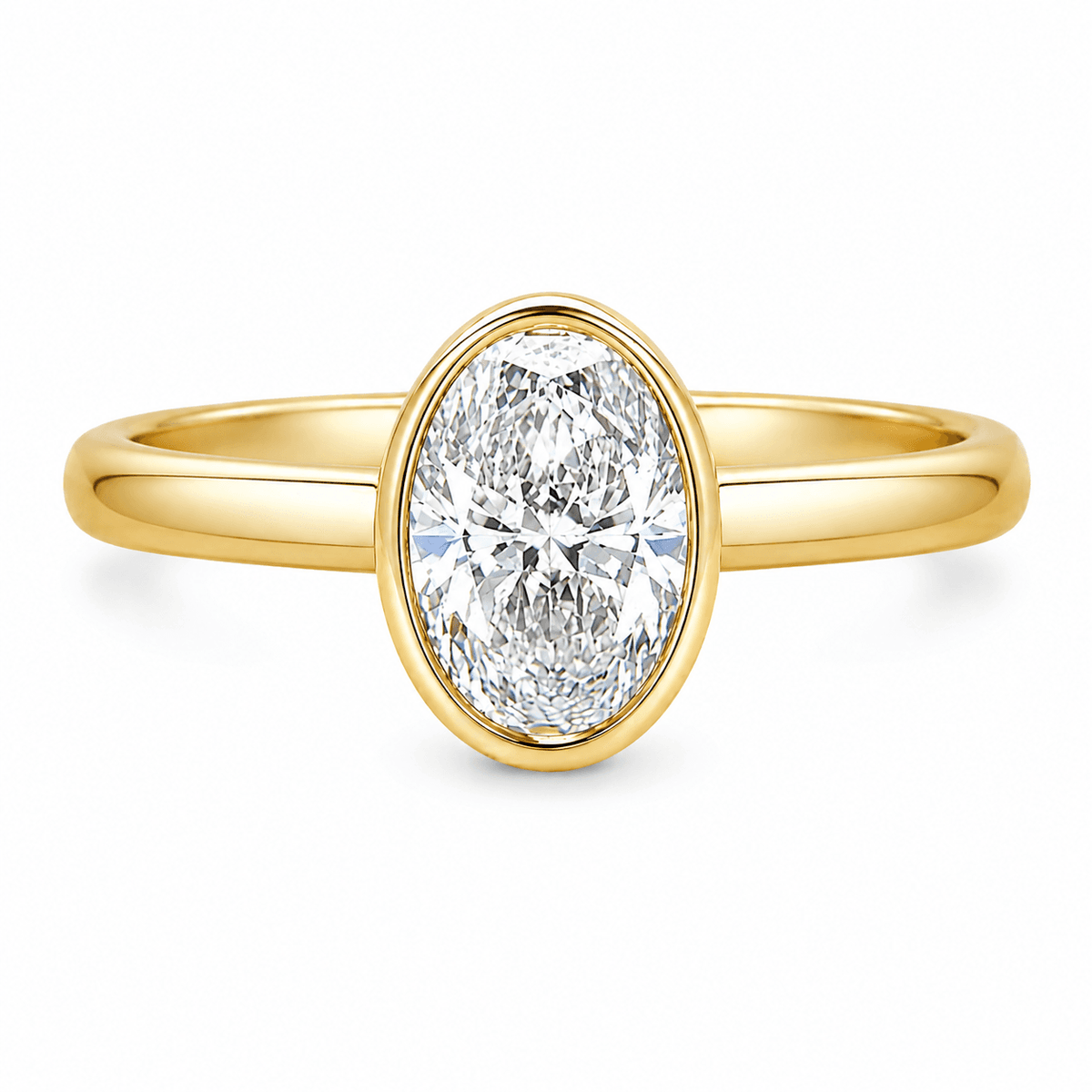 3/4 CT TW. Oval Bezel Lab-Grown Diamond Engagement Ring